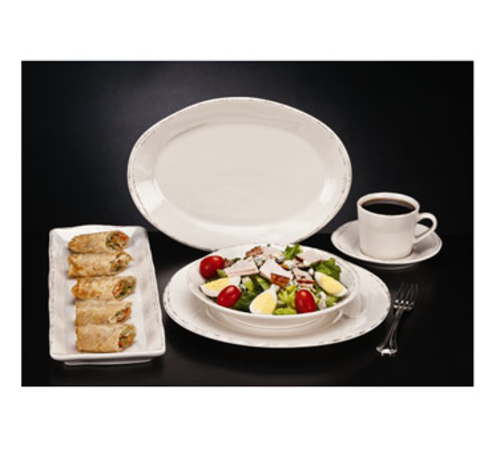 Plate, 12'' dia., round, wide rim, glazed, scratch resistant, fully vitrified, porcelain, cream white, Farmhouse