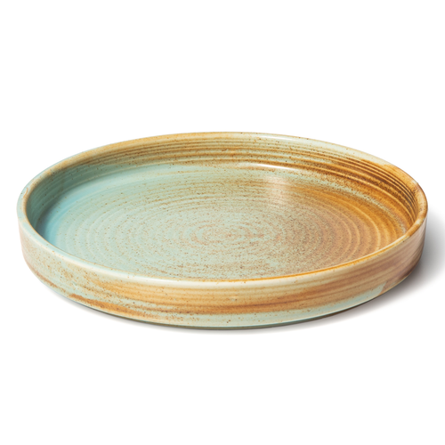 Lago Salad Plate, 8'' dia., round, reactive glaze, ceramic, Teal/Copper