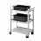 Service Cart, open design, (3) shelves, shelf size approximately 15-7/8'' x 24-3/8'', polyethylene exterior, 4'' casters (4 swivel, no brake), 300 lb. load capacity, speckled gray, KD