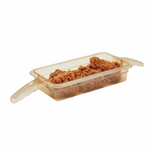 H-Pan High Heat Hot Food Pan, 1/3 size, 2-1/2'' deep, double handle, flat base, hi-temp plastic, -40F to 375F, amber, NSF