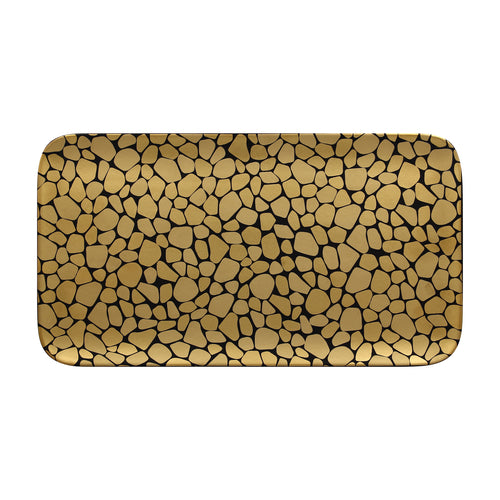 Pebbles Plate, 14-15/16''L x 8-1/4''W, rectangular, dishwasher safe, porcelain, Opulence, gold