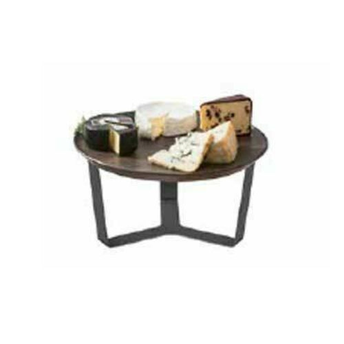 Forme Tray & Riser Set, 13-3/10'' dia. x 7''H, round, walnut melamine tray, black stainless steel riser