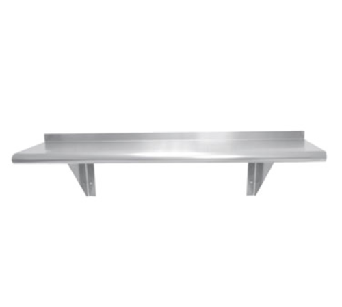 Shelf, wall-mounted, 36''W x 10''D, 1-5/8'' bullnose front edge, 1-1/2''H rear up-turn, 18/430 satin finish stainless steel, NSF