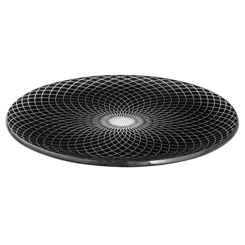 Spiro Platter, 12.8'' x 12.8'' x 0.7''H, round, integrates with all Rosseto Skycap and Multi-Chef Systems, dishwasher safe,  handmade glass, black (2 per set)