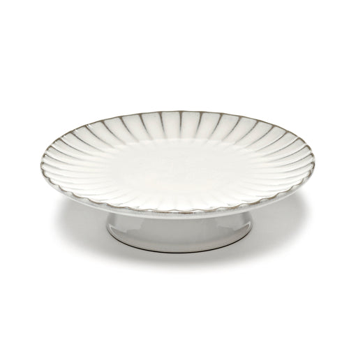 Cake Stand, 9-1/2'' dia. x 2-1/2''H, large, hand wash only, stoneware, Serax, Sergio Herman - Inku, white