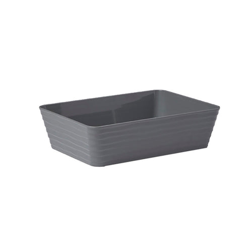 Serving Bowl, 96 oz., 11''L x 7-7/8''W x 3''H, rectangular, dishwasher safe, BPA free, ABS plastic, Del Mar, gray