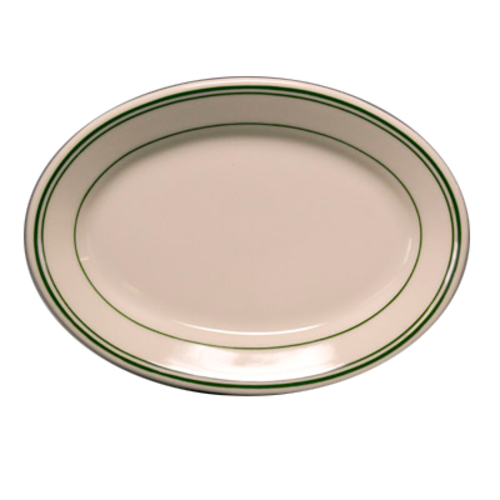 Platter, 9-1/2'' x 6-3/4'', oval, rolled edge, Homer, Green Band