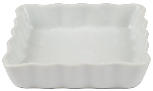 Creme Brulee Dish, 6-1/2 oz., 4'' x 4'', square, fluted, porcelain, white