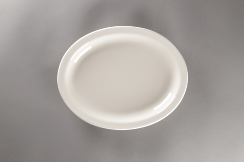Platter, 11.22'' x 9.02'', oval, rolled edge, narrow rim, porcelain, Youngstown, American White