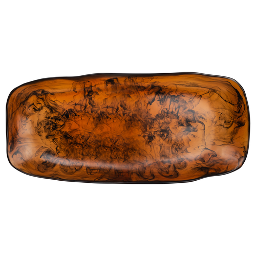 Platter, 21-1/4''L x 9-1/2''W x 2-1/2''H, rectangular, resin, tortoise, Kenny Mack, Wave