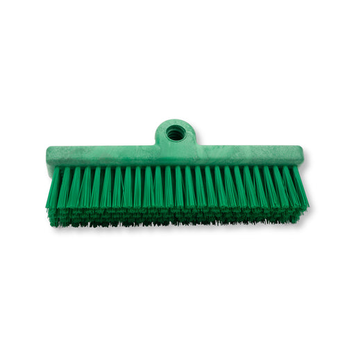 Sparta Dual Surface Floor Scrub Brush Head Only, 10''L plastic block, split shape, threaded handle hole, crimped polyester bristles, green, BPA Free