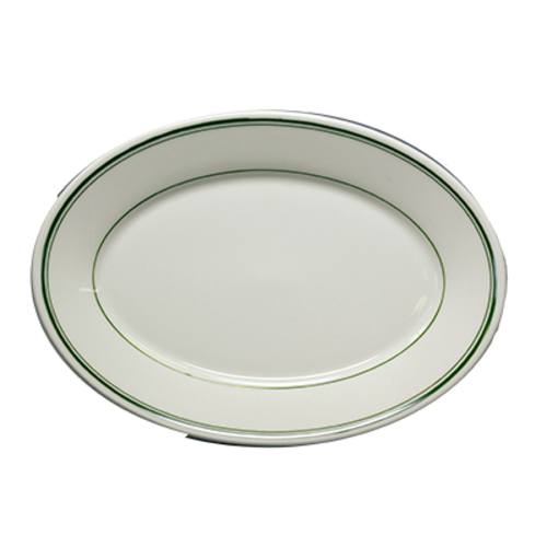 Platter, 11-3/4'', oval, rolled edge, Homer, Green Band