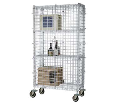 Chromate mobile security cage 18''x48''x63''h, 4 shelves