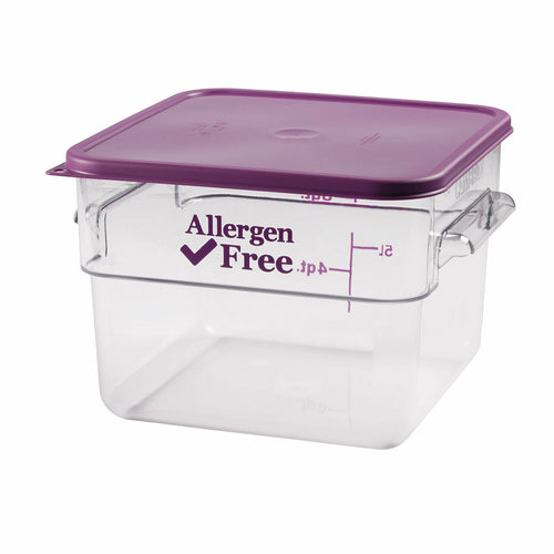 CamSquare Food Container, 12 qt., 11-1/4''L x 12-1/4''W x 8-5/16''H, with handles, allergen-free purple