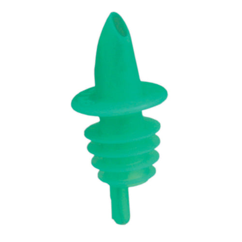 Spill-Stop Pourer, soft and flexible plastic, green, Made in USA