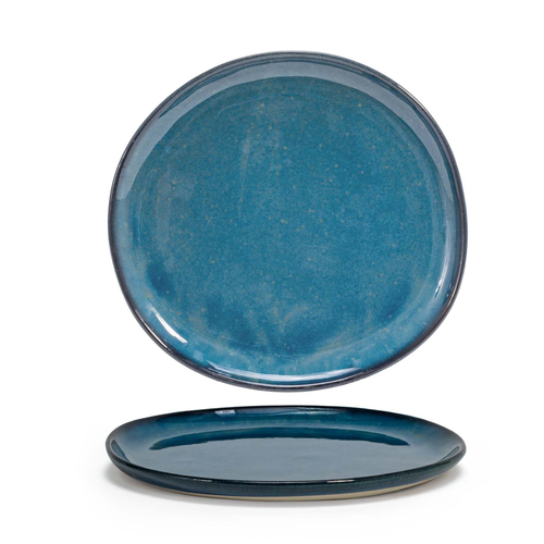 Artefact Plate, 9'' dia., round, porcelain, indigo