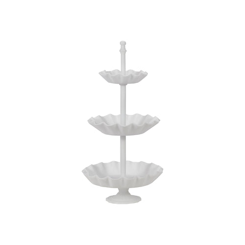 Cake Stand, 13'' dia. x 26''H, 3-tier, round, aluminum with ceramic-look coating, Sandstone