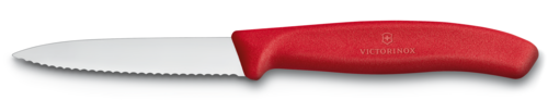 Victorinox Paring Knife, 3-1/4'' blade, small, wavy edge, Swiss Classic, red polypropylene handle