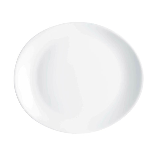 Steak Plate, 11-3/4'' x 10'', oval,  Arcoroc, Opal, Evolutions, white.