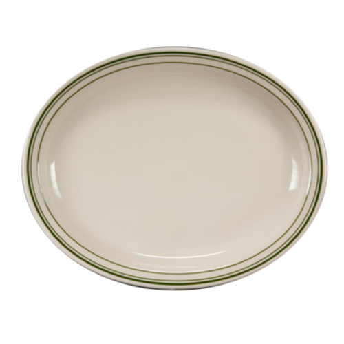 Platter, 11-3/8'' x 9'', oval, narrow rim, Homer, Green Band