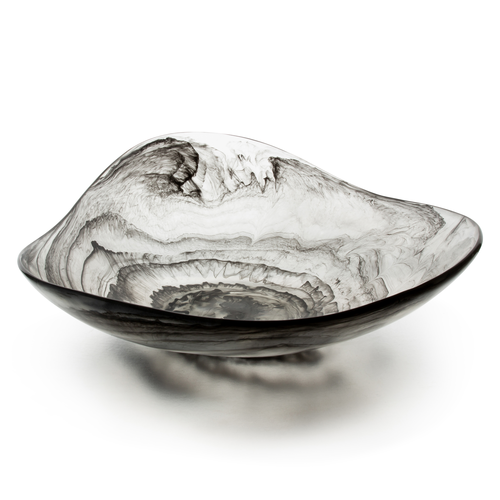 Triangle Resin Bowl, 15.25'' x 15.25'' x 4'', Lead Free, BPA Free, Dishwasher Safe, Transluent Swirl Polished Finish, Smoke (Cold Display Only)