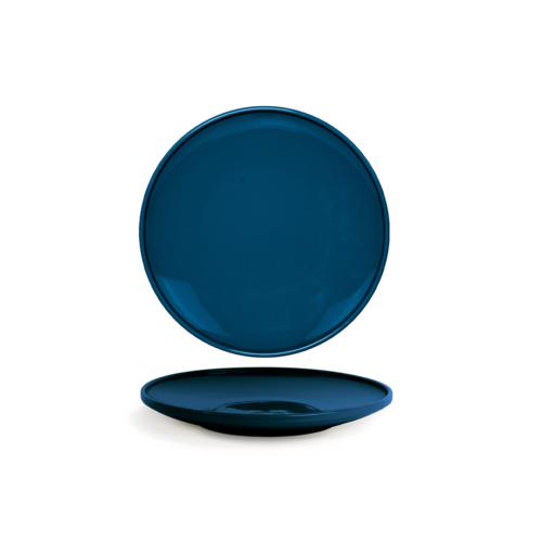 Bevel Plate, 7.5'' x 7.5'' x 1''H, Round, High Gloss, Porcelain, Lapis