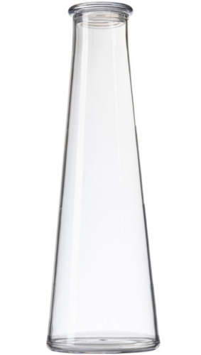 Carafe, 34 oz., 3.875''W x 3.875''D x 11.75''H, with lid, Tapered, styrene-acrylonitrile, clear