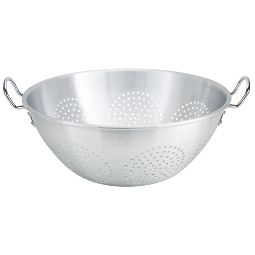 Colander, 16 qt., 16-1/8'' dia. x 8'' deep, with handles, no base, aluminum