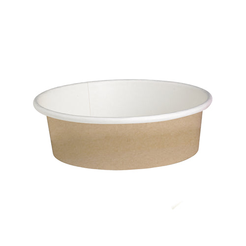 Buckaty Take Out Container, 12 oz., 4.49'' dia. x 2.4''H, round, stackable, microwaveable, freezer safe, grease resistant, leak proof, recyclable, Kraft paper