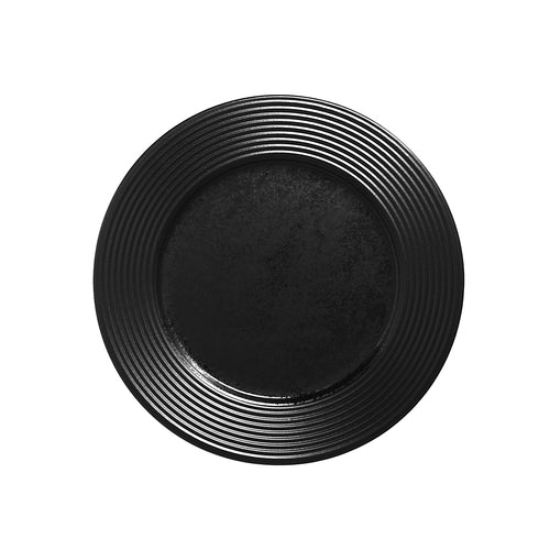 Edge Plate, 6-1/3'' dia., flat, round, dishwasher & microwave safe, fully vitrified, porcelain, black