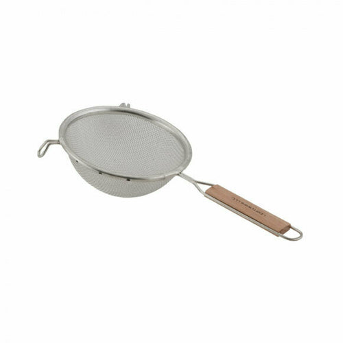 Strainer, 4'', stainless steel, medium single mesh, wood handle