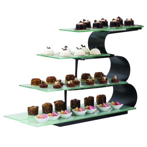 5 Tier Wave Display Set, 40.0''W x 16.0''D x 25.5''H, Mixed Materials, Black, DW Haber