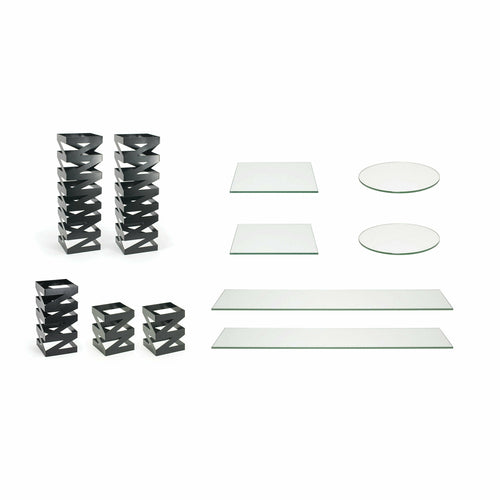 Buffet Building Blocks Zig Zag Display Riser Package  includes: (1) set of (3) matte black risers (B