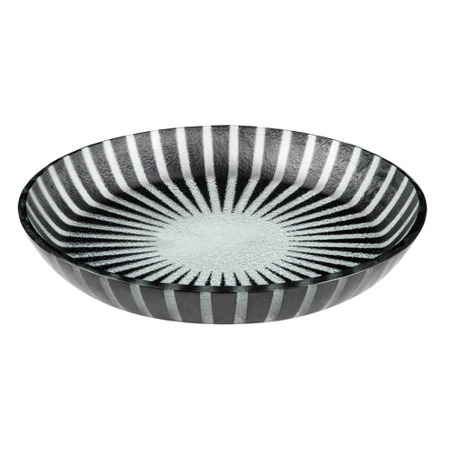 Stelo Bowl, 14.2'' x 14.2'' x 2.2''H, round, shallow, integrates with all Rosseto Skycap and Multi-Chef Systems, handmade glass, black (2 per set)