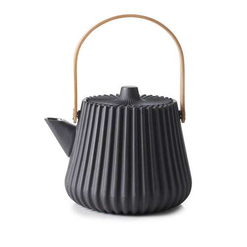 (PE1045N-263) Teapot, 18-3/4 oz., 5'' dia. x 4-3/4''H, with handle, ceramic, dark metal finish, Pekoe