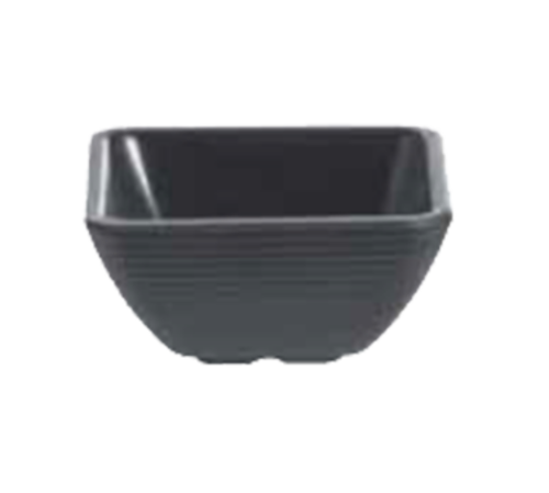 4 oz Square Ribbed Ramekin, Black, Melamine