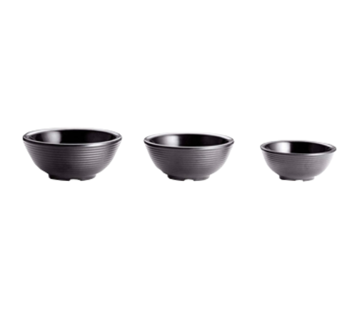 3 oz Ribbed Ramekin, Round, Black Melamine