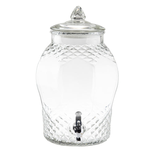 Beverage Dispenser, 2 gallon, decorative glass