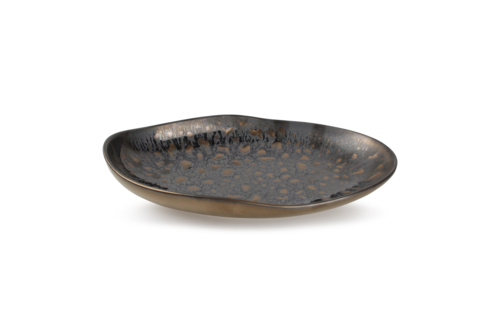 Chic, deep Plate, 11.8''W, black with gold, porcelain, dishwasher, microwave & oven safe, nobile