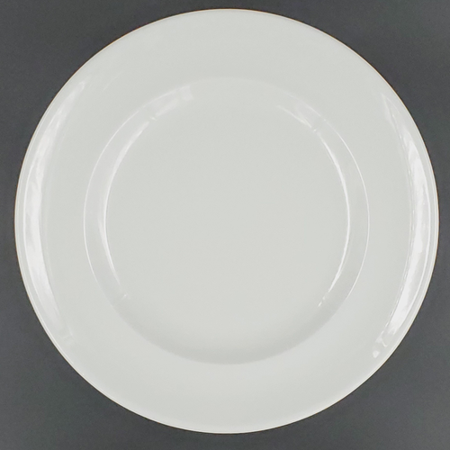 Classic Plate, 8-1/4'' dia., round, flat, wide rimmed, porcelain, white