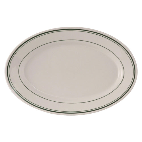 Platter, 15-3/4'' x 11'', oval, wide rim, rolled edge, microwave & dishwasher safe