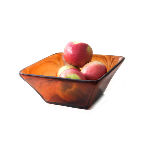 Bowl, 8''L x 8''W x 3-1/2''W, square, smooth, resin, tortoise, Kenny Mack, Fusion