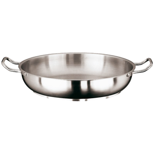 Paella Pan, 0.5 gal, 9-1/2'' dia. x 2''H, stainless steel sandwiched around aluminum plate, without lid, induction ready,Paderno, Grand Gourmet, NSF