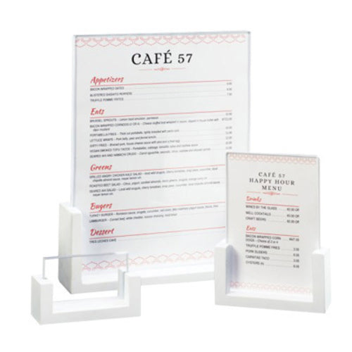 Menu/Card Holder, 3-1/2''W x 2''H, U-frame, acrylic insert, white base, BPA free