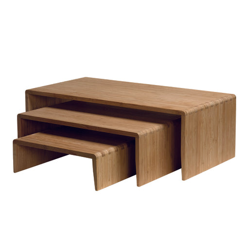 Riser Set, includes: (1) 12'' x 24'' x 8'', (1) 12'' x 18'' x 6'' & (1) 12'' x 12'' x 4'', bamboo, natural