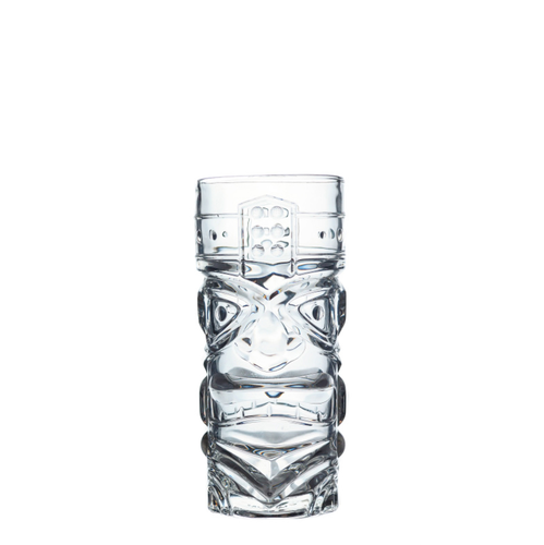 Hospitality Brands Tiki Glass, 15 oz., embossed, clear