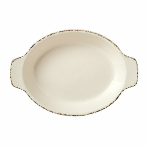 Skillet, 13 oz., 8-3/4'' x 6'' x 1-1/4''H, oval,  porcelain, cream white, Farmhouse