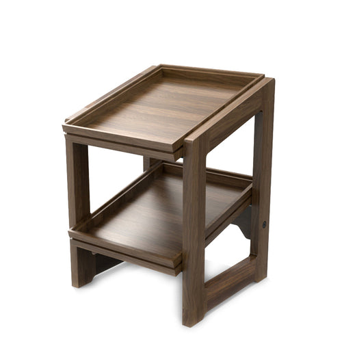 Flow Stand, 2-tier, (2) 1/2 GN size trays, 12-1/5'' x 12-7/10'' x 17-2/5''H, walnut, Silver Stock Tier