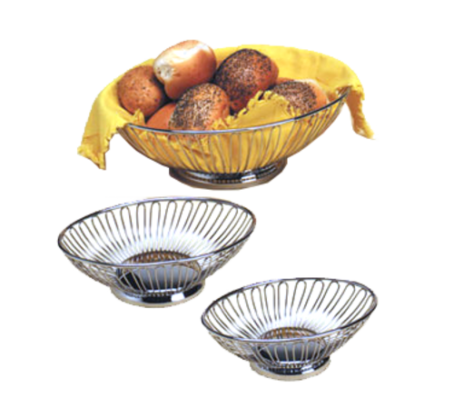 Basket, oval, 9''L x 5-7/8''W x 2-5/8''H, stainless steel