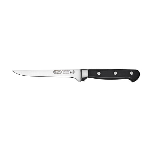 Acero Boning Knife, 11-1/2'' O.A.L., 6'' blade, stiff, triple riveted, one piece, full tang, forged